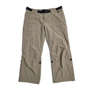 Eastern Mountain Sports Cargo Trail Roll Up Leg Pants Womens Size 14 Khaki Capri